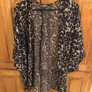 Sheer snow leopard kimono